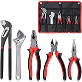 Swpeet 5Pcs Pliers Set with Storage Pouch Assortment Kit, Including Tongue and Groove Plier, Water Pump Pliers, Long Nose, Di