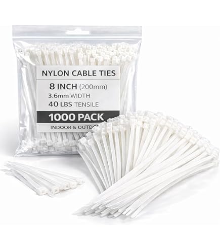 Amazon.com: Zcpotizi White Zip Ties 8 Inch 1000 Pack, 40 lbs Nylon