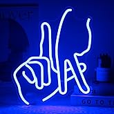 Kullneon Los Angeles Gesture Neon Sign Baseball Team Neon Lights for Man Cave Decor Blue Letters Gesture LED Sign Fingers Neon Wall Sign LA Neon Signs for Wall Bedroom Garage Game Room Decor