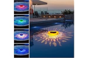 pugwoy Floating Pool Lights,RGB Color Changing Solar Pool Lights That Float,4 Colors 2 Modes Pool Lights,Waterproof Hangable Floating Lights for Swimming Pool,Yard,Party Decorations-Rechargeable (1)