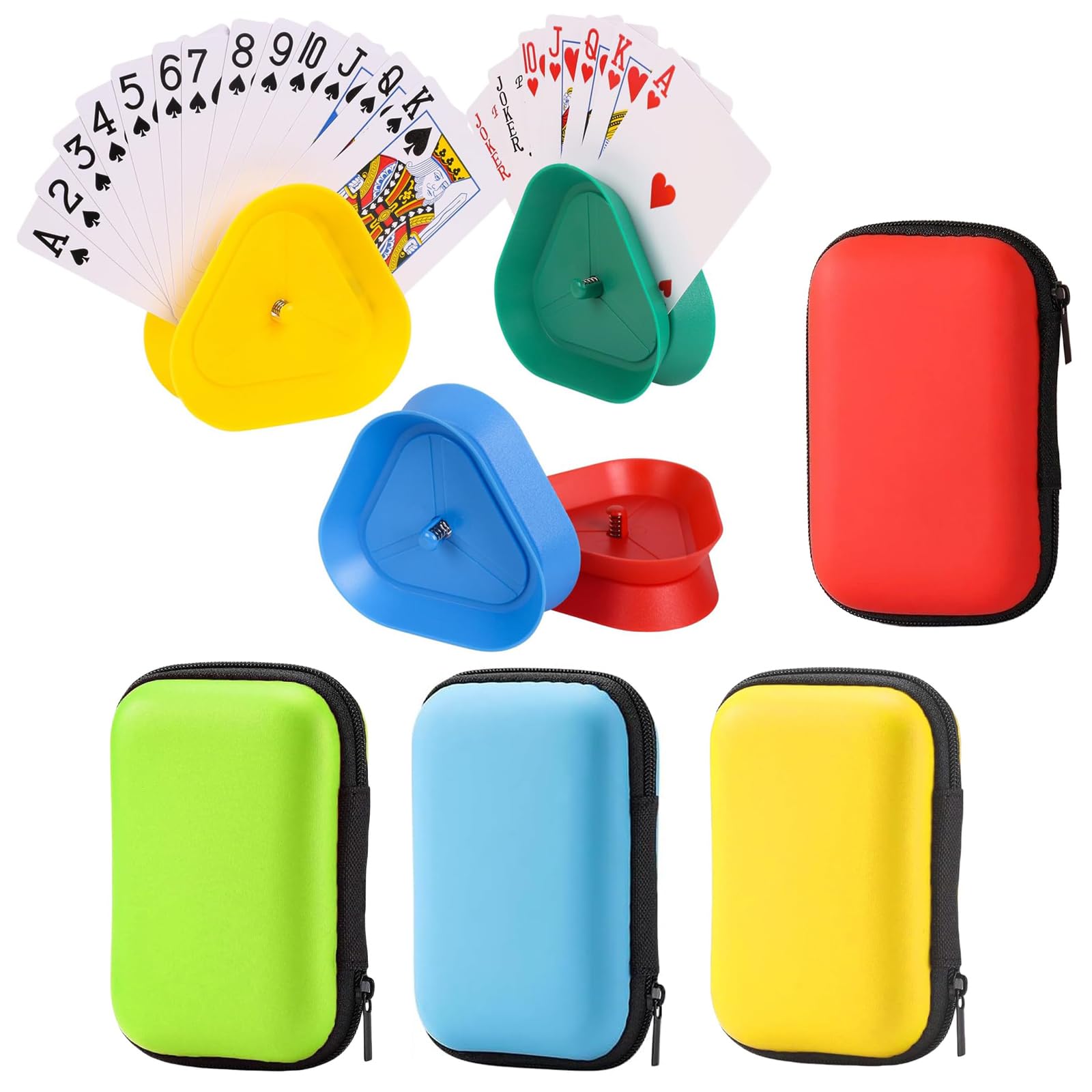 KxrTpx Playing Card Holder, Card Holder, Kids Card Holder, Playing Card Case, Card Game Organiser, Set of 8 Multi-Coloured Holders