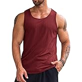Runcati Men's Ribbed Tank Tops Knit Sleeveless Workout T Shirt Muscle Gym Fitness Tee