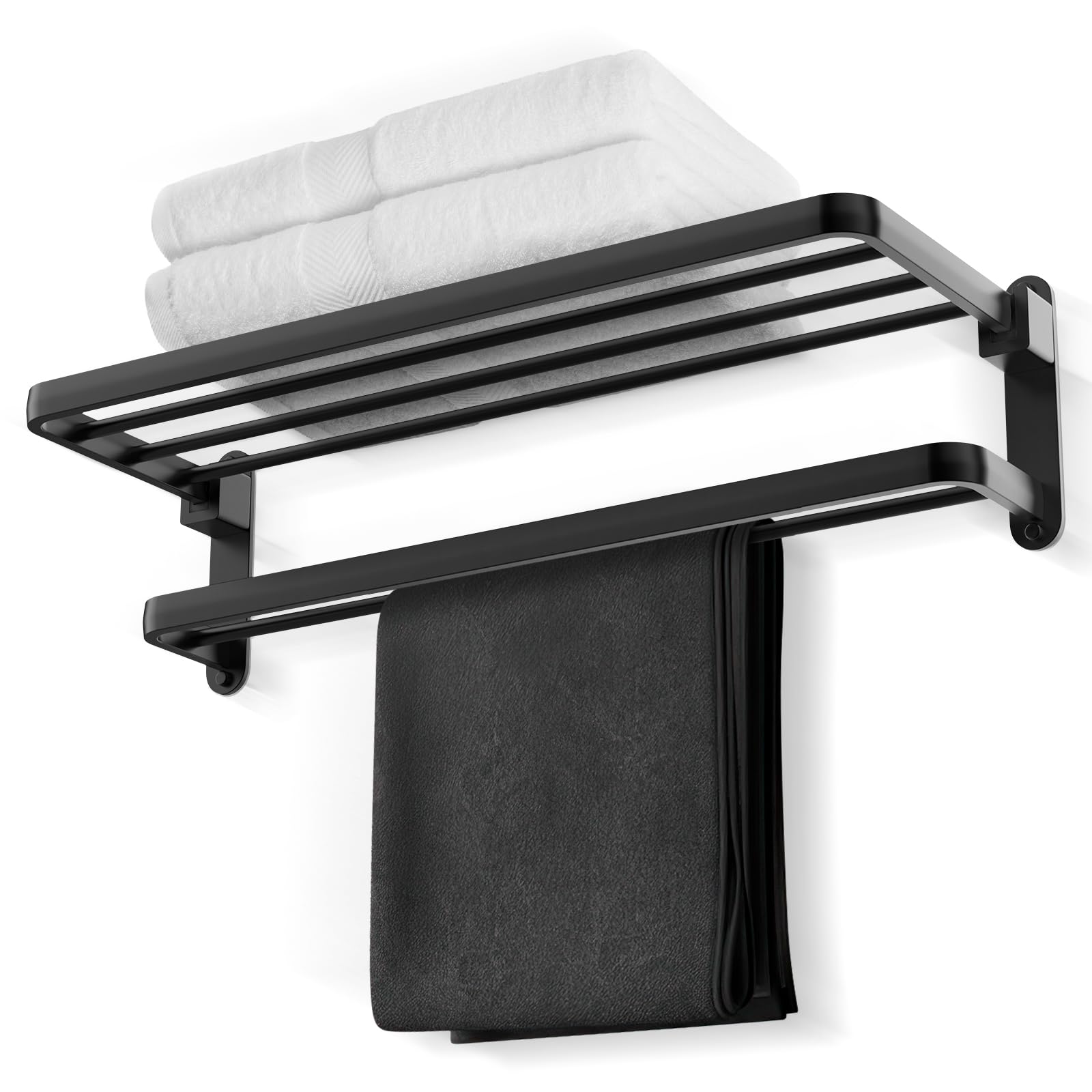 Photo 1 of BOZWELL Bathroom Lavatory Towel Rack with Two Towel Bars,20-Inch Towel Holder with Shelf BZ105-A (Matte Black)