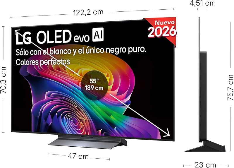 OLED55C64LA - Smart TV OLED EVO AI 55" 4K Sem Reflexo 98,9%, 2026