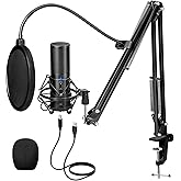 TONOR USB Gaming Microphone, PC Streaming Mic Kit for PS4/5/Discord/Twitch Gamer, Condenser Studio Cardioid Microfono for Pod
