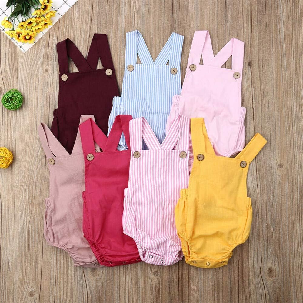 FELZ Ropa Bebe Niño Niña Verano Recién Nacido 0 Meses a 3 Años Mameluco  Estampado con Rayas de Color Liso sin Mangas de Verano Traje de Sol Lindo  FáCil De Poner Y