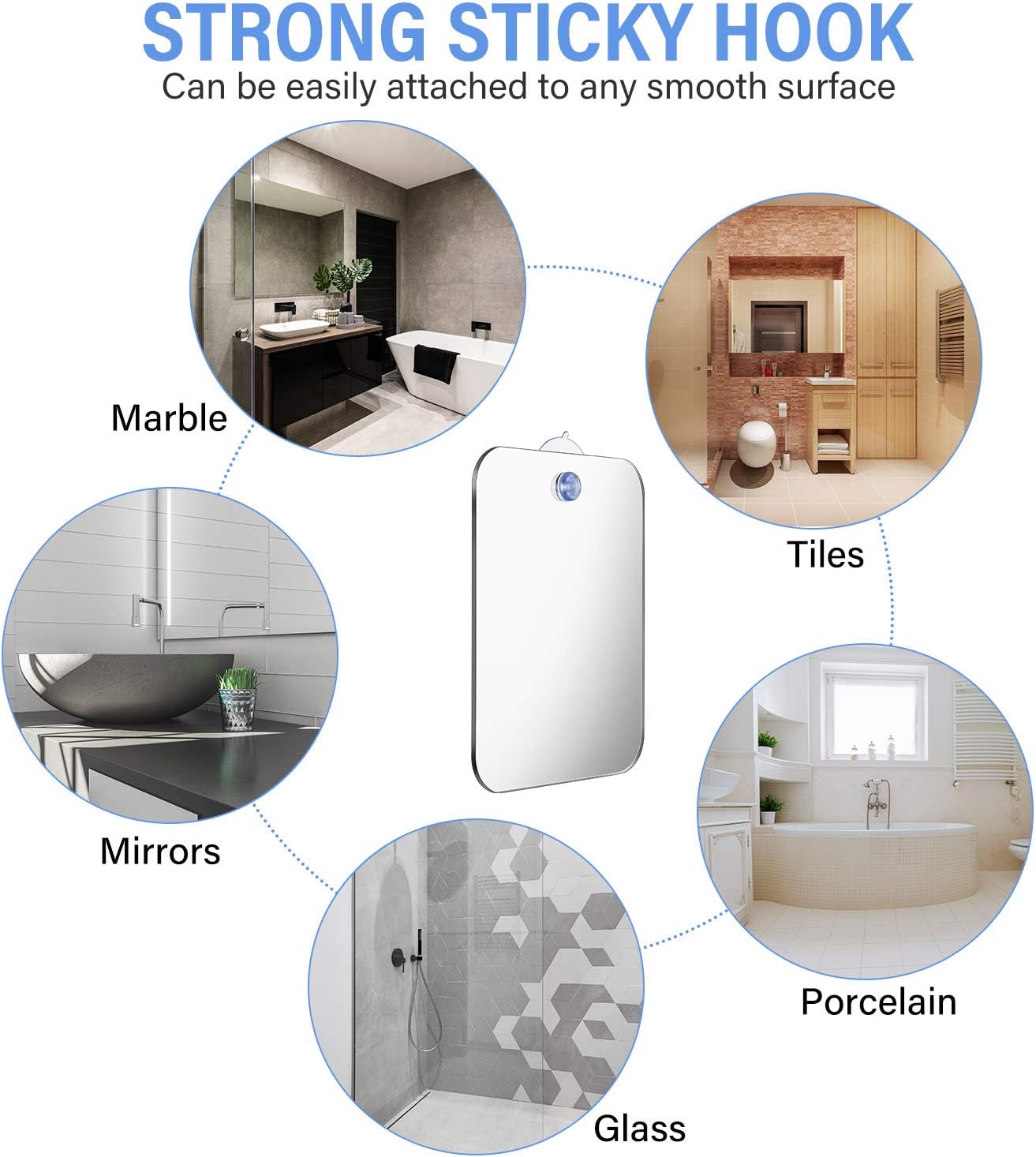 Jetec 3 Pieces Anti-Fog Shower Mirror Fogless Bathroom Handheld Mirror for Men and Women Unbreakable Portable Traveling Shaving Mirror Fog-Free Travel Mirror: Kitchen & Dining