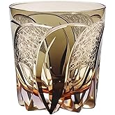 LOUISEYUN Edo Kiriko Old Fashioned Hand Cut Crystal Whisky Glass 320ml Japanese Style Glasses -Cocktail-Vodka-Beer Drinkingware Glasses With Gift Box