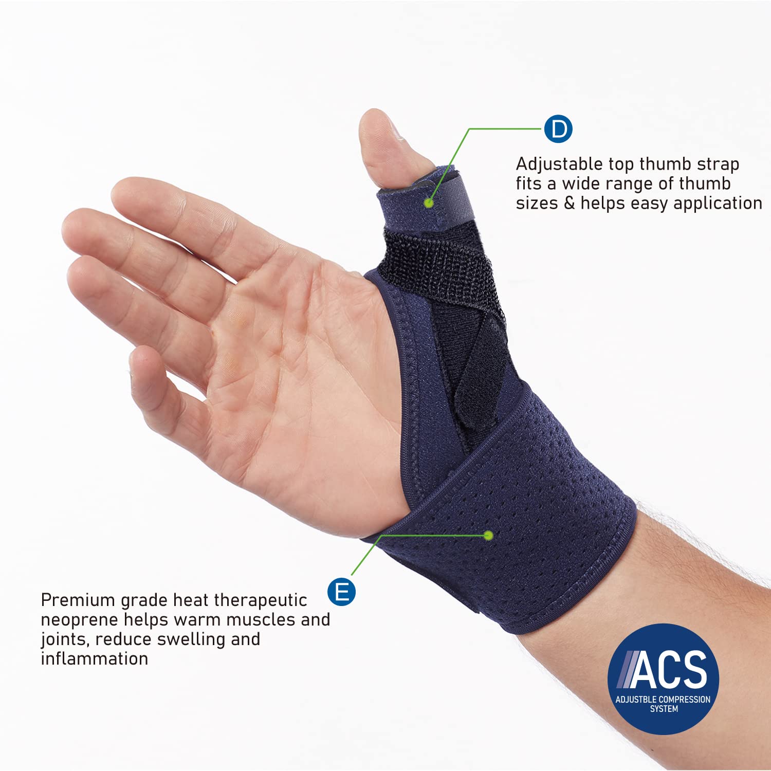 CMC MCP Joint Thumb Spica Splint – Pettorina Regolabile Per Pollice – Sollievo Da Artrite, Tendinite, Tunnel Carpale - 3
