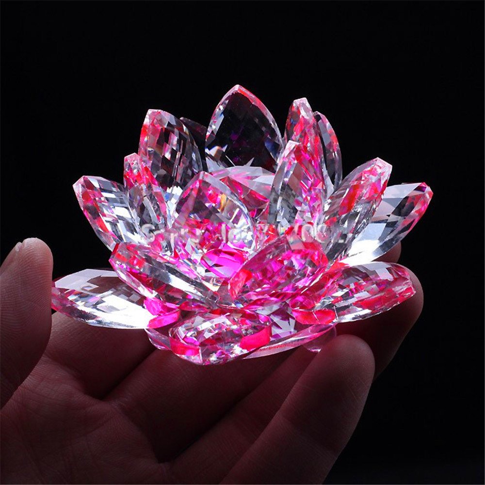 TYGJB Fine Quartz Crystal Lotus Flower Natural Stones and Minerals Feng Shui Sphere Crystals Flowers for Wedding Souvenirs (pink)