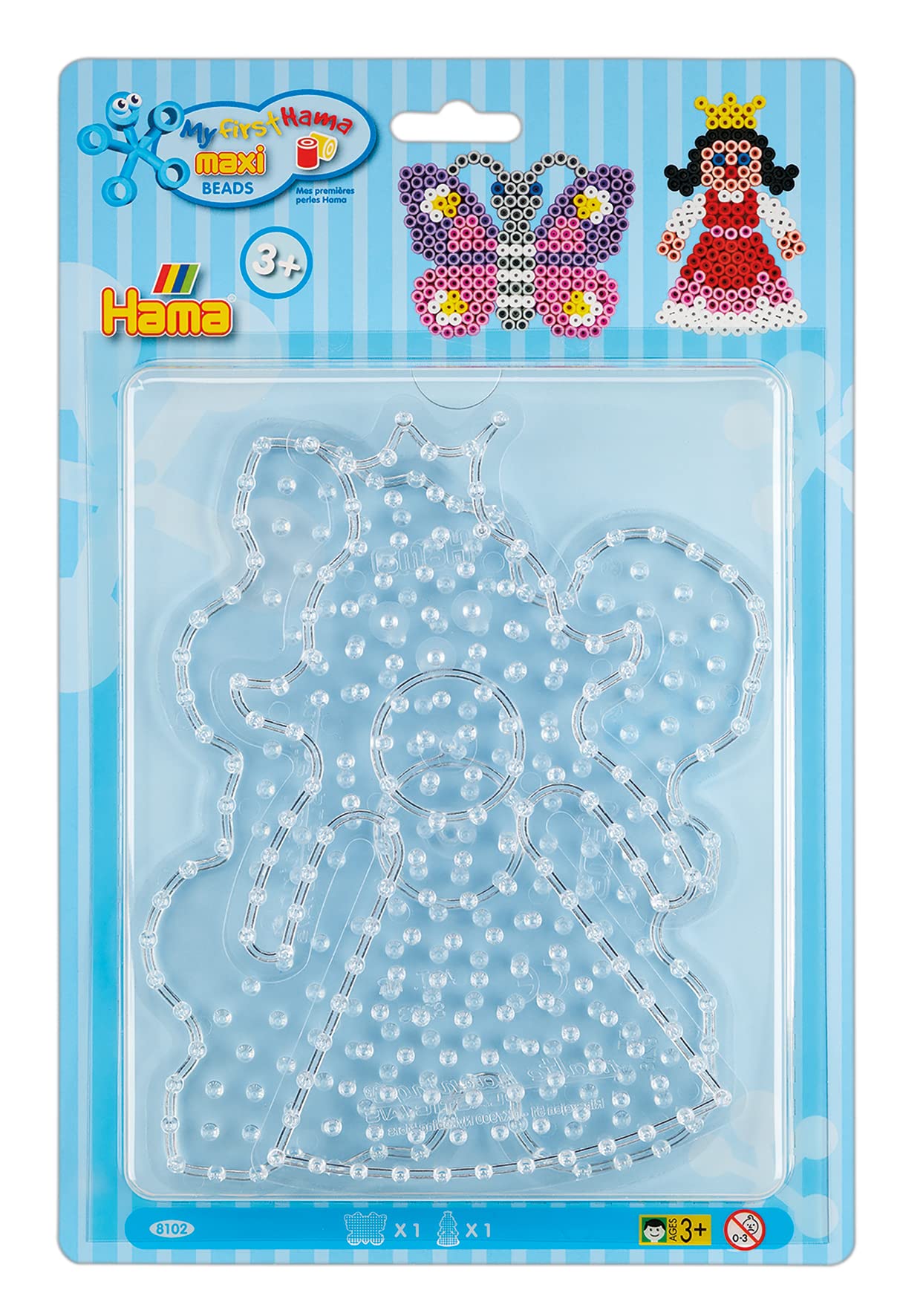 HAMA - Blister Pack of 2 Butterfly and Princess Plates for Ironing Beads - Arts and Crafts