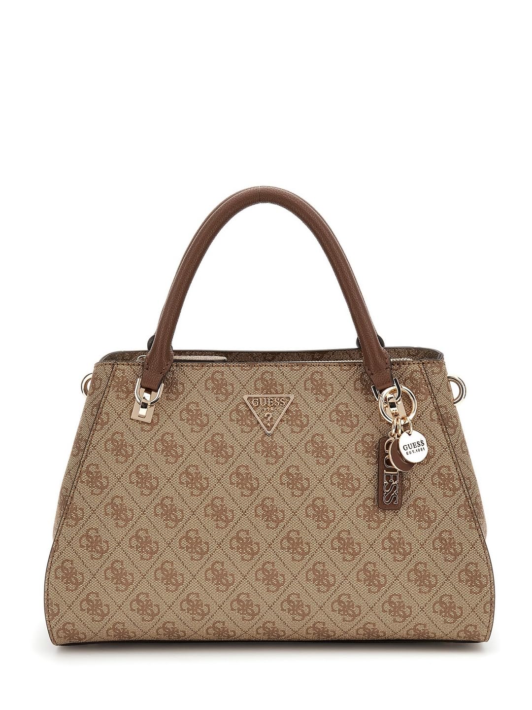GUESS Noelle II Luxury Satchel Latte Logo/Brown