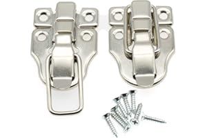 LBTODH 2 pcs Retro Style Duckbilled Toggle Hasp Latch Antique Toggle Hasp Latch for Jewelry Box Cabinet Toolbox Suitcase,with Mounting Screws(Silver)