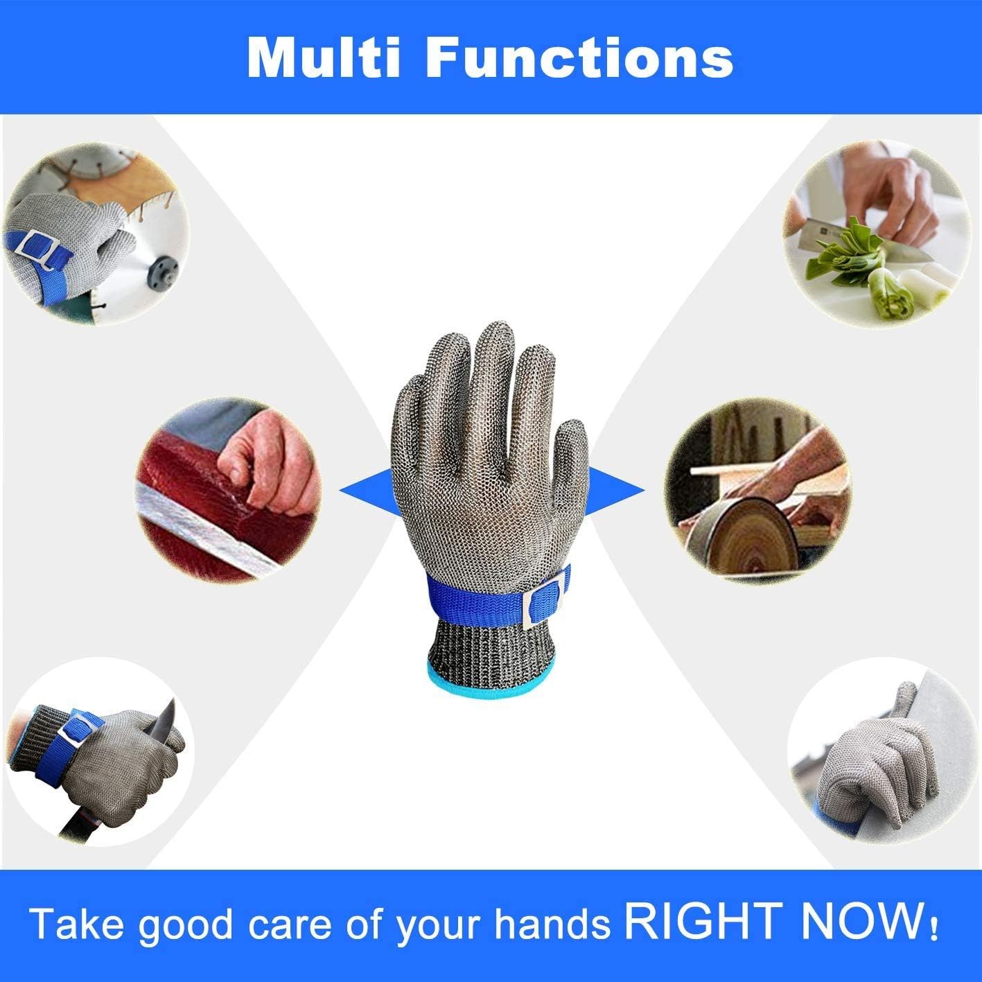 Schwer Level 9 Cut Resistant Glove Stainless Steel Mesh Metal Wire Glove Durable Rustproof Reliable Cutting Glove Latest Material - - 
