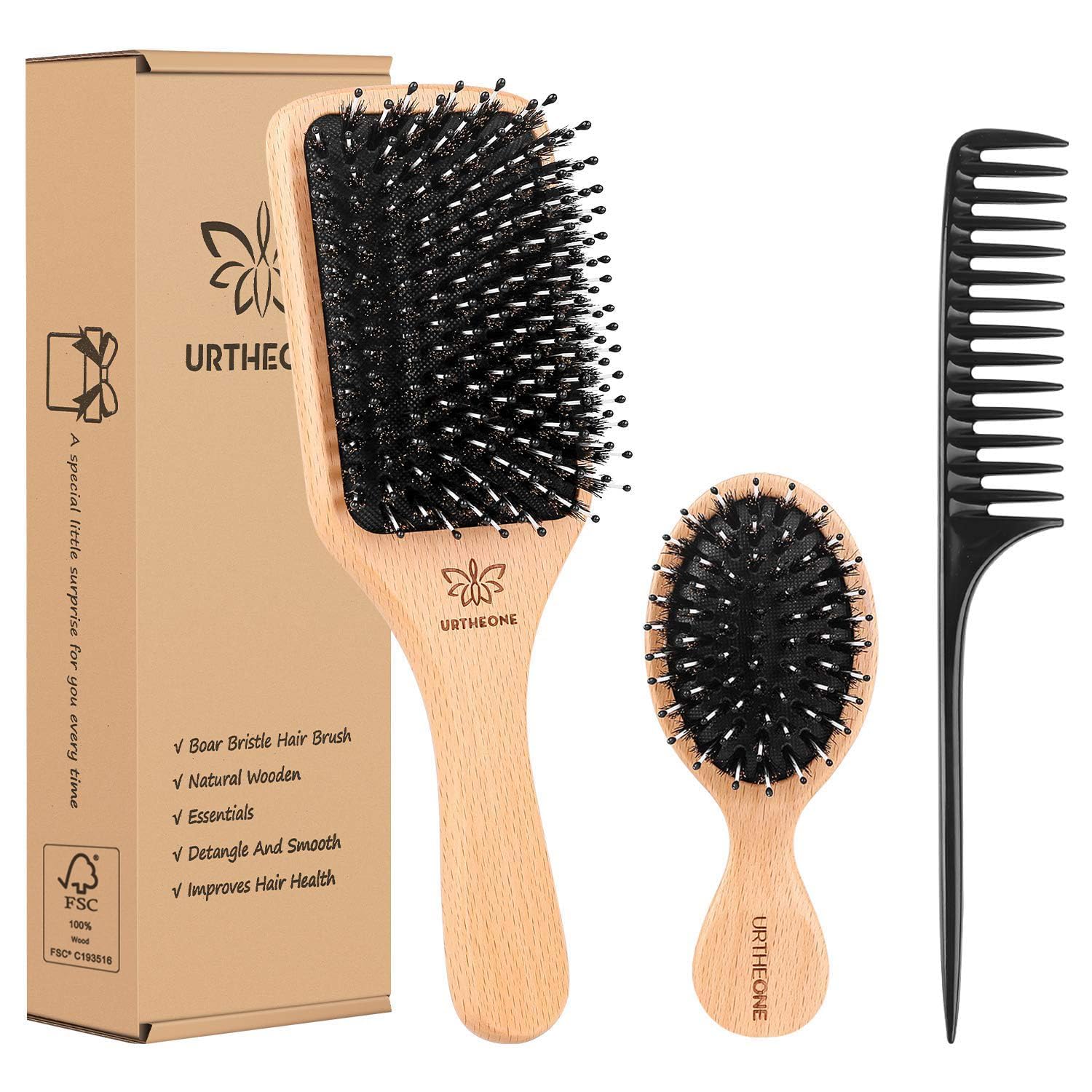 BESTOOL Hair Brush Boar Bristle Paddle Brush - Image 3