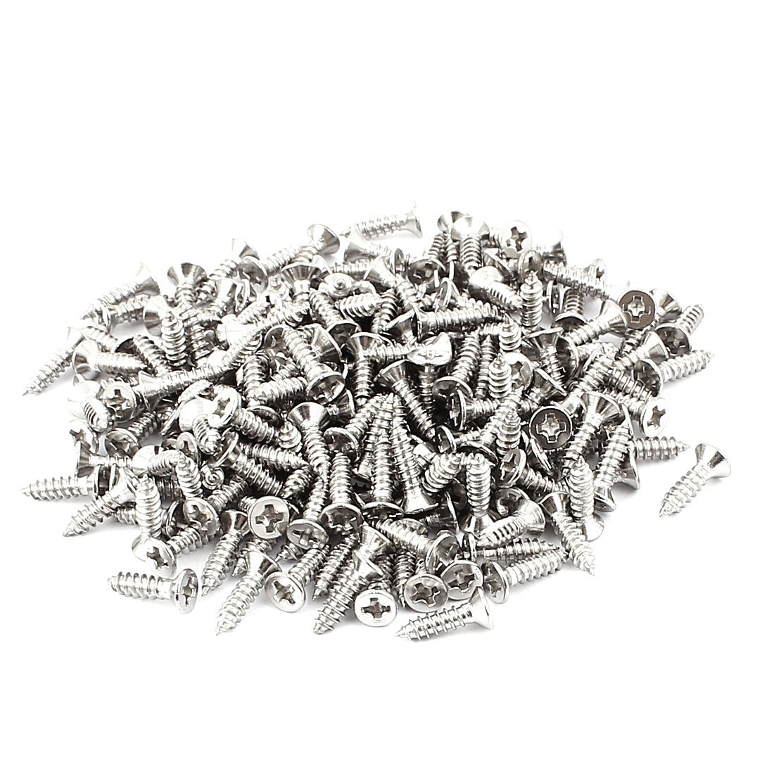 Sourcingmap 12mmx3mm Stainless Steel Flat Head Phillips Self-Tapping Screw 200pcs