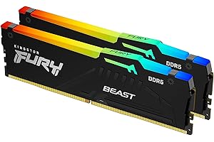 Kingston Fury Beast RGB 32GB (2x16GB) 5600MT/s DDR5 CL36 Desktop Memory Kit of 2 | Infrared Sync Technology | AMD Expo | Plug