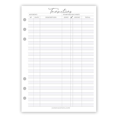 Amazon Jane s Agenda A5 Transaction Check Book Register Planner 