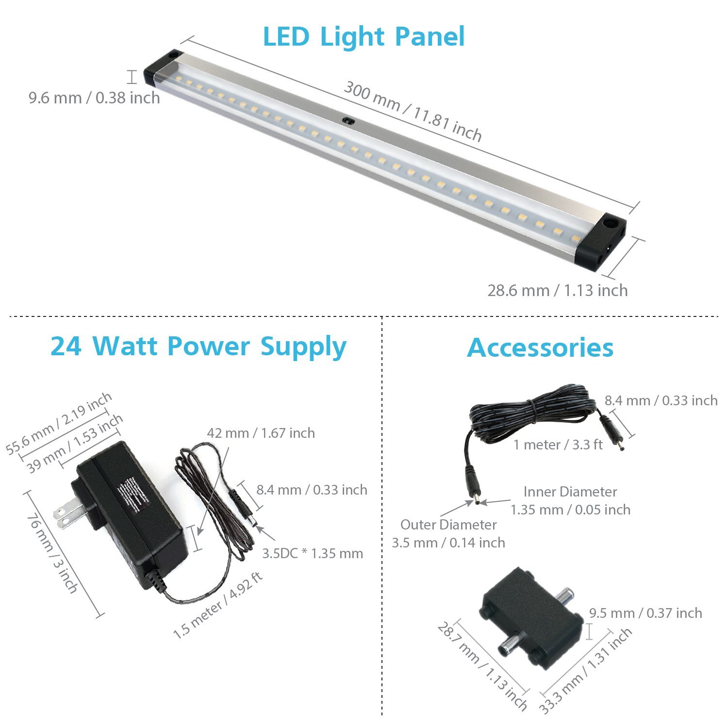 EShine 6 Panels 12 Inch LED Under Lighting, Hand Wave Activated