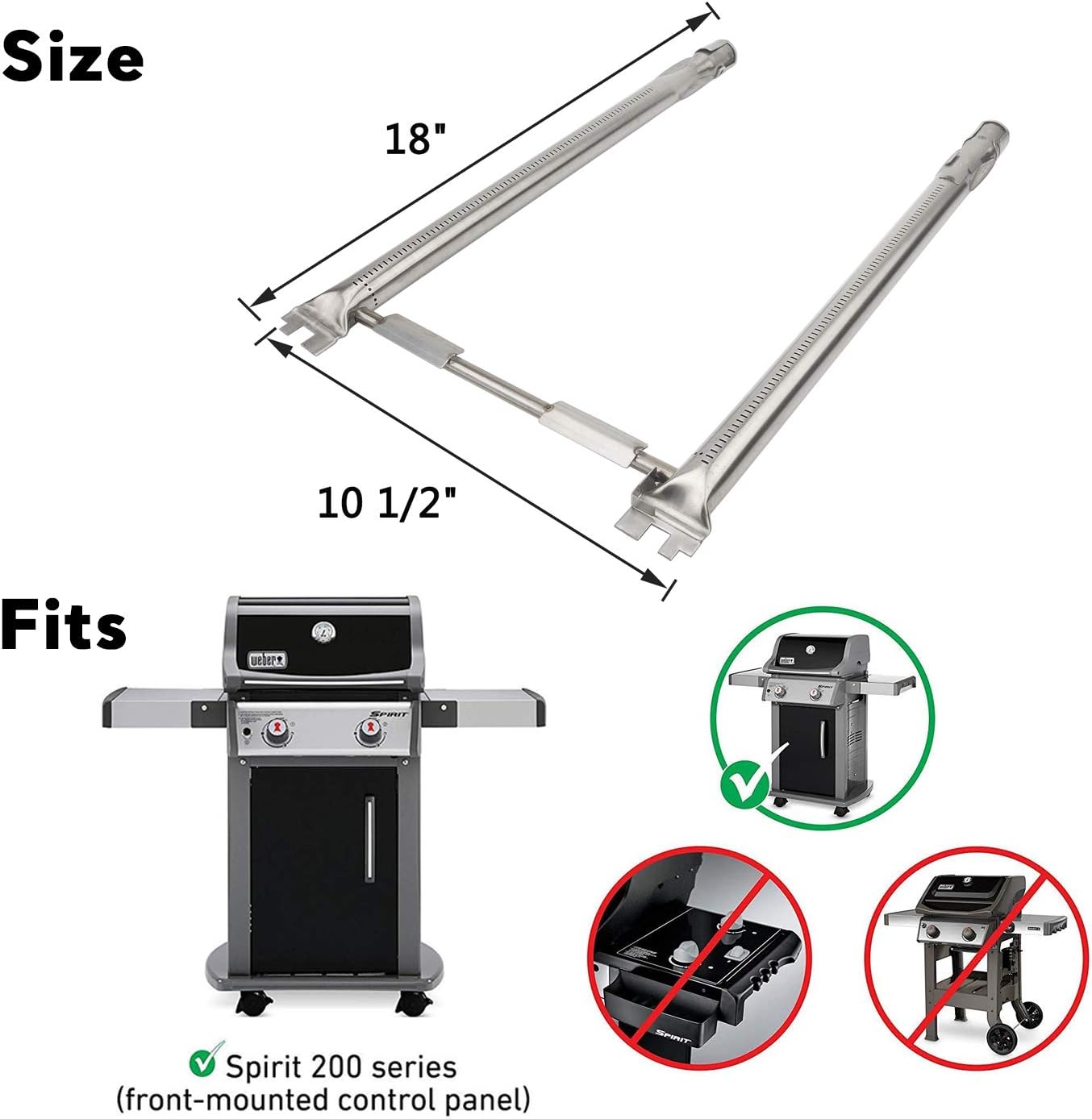 Uniflasy 7635 Flavorizer Bars and 69785 Grill Burner Tubes for Weber Spirit 200 with Front Control, Spirit E210, E220, S210, S220, for Weber 15.3 Inch 7635 Flavor Bars and 69785 Burner Pipe : Garden & Outdoor