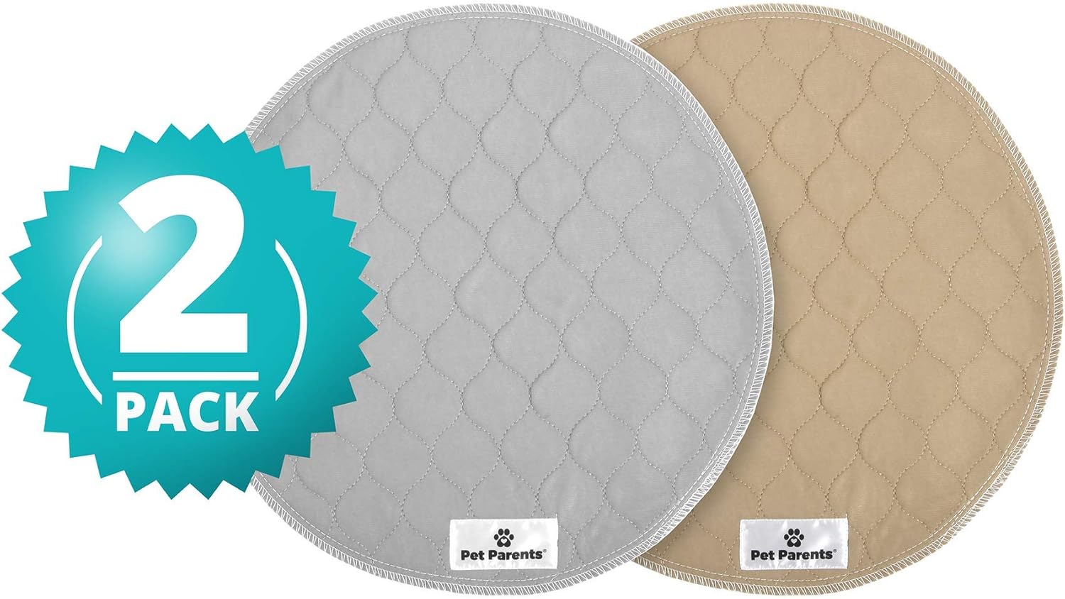 Pet Parents Washable Round Whelping Pads (2pack) of 17" Circle Premium Pee Pads for Dogs, Waterproof Dog Pee Pads, Circle Reusable Dog Training Pads, Pet Pee Pads! Modern Puppy Pads! -1 Tan & 1 Grey : Pet Supplies