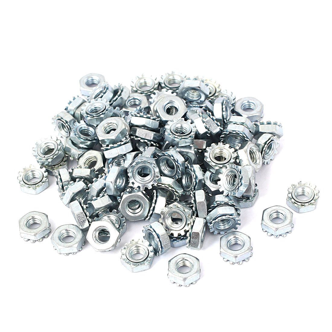 Sourcingmap 10#-32 Female Thread Zinc Plated Kep Hex Nut 100pcs