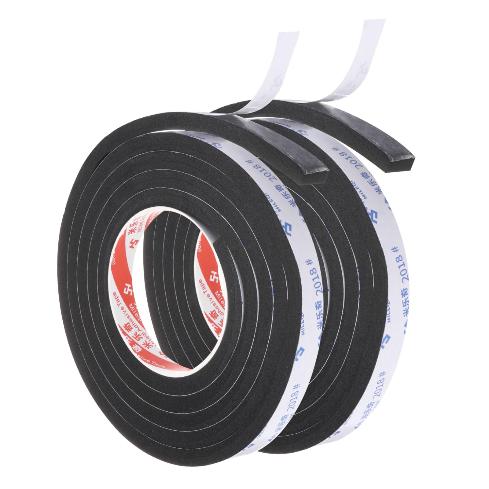 PATIKIL 2m/6.6ft Sealing Foam Tape, 2 Pack 1.5cm Wide 10mm Thick Single Sided Weather Stripping Door Seal Strip for Window Door Insulation, Black