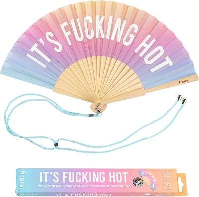 Fisura Handheld Folding Fan Colourful Wood Message Fan F*cking Hot Glow