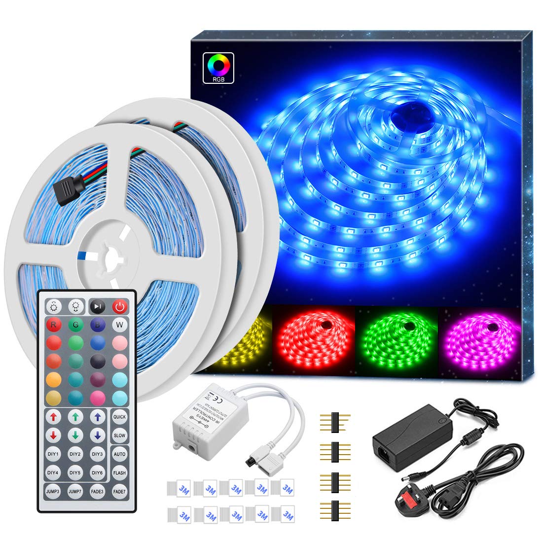 Minger LED Strip Lights Kit, Nonwaterproof 2x5m(10m in Total) 5050 RGB