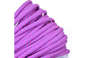 BORED? PARACORD! Bored Paracord - 1', 10', 25', 50', 100' Hanks & 250', 1000' Spools of Parachute 550 Cord Type III 7 Strand Paracord Well Over 300 Colors - Neon Pink with Baby Blue Diamonds - 25 Feet
