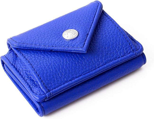 Amazon Simps 小さい財布 ミニ財布 高級 本革 牛革 コンパクト レザー 三つ折り財布 ボックス型 大容量 コインケース メンズ レディース ブルー Simps Japan 財布
