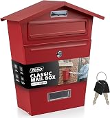 Zeno Post Box Wall Mounted Red Lockable Letterbox with Nameplate