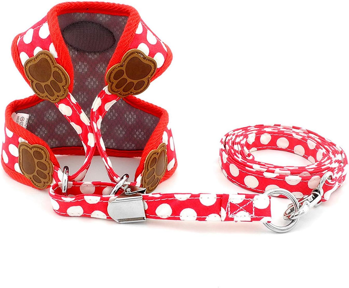 SMALLLEE_LUCKY_STORE New Soft Mesh Nylon Vest Pet Cat Small Medium Dog Harness Dog Leash Set Leads Red - Image 3