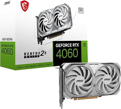 MSI Gaming GeForce RTX 4060 8GB GDDR6 Ventus 2X White OC Graphics Card