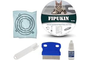FIPUKIN Natural Ingredients Flea Collar for Cats, Safe and Effective Flea and Tick Collar, Waterproof, 8 Months Protection, Free Comb and Tick Scoop,Prevention Treatment Drop, One Size Fits All, 1-Pack