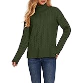 ZANZEA Turtleneck Sweater Women Long Sleeve Oversized Pullover Spilt Hem Chunky Cable Knit Jumper Fall Sweaters 2025