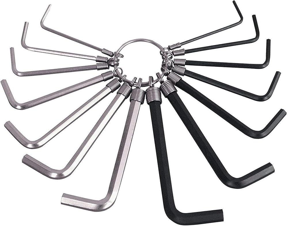 G4Gadget 14Pcs Hex Key Set Metric Imperial on Ring Durable Steel Wrench