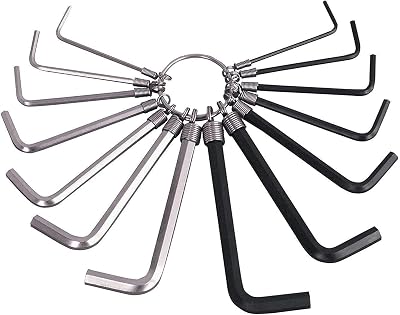 G4Gadget 14Pcs Hex Key Set Metric Imperial on Ring Durable Steel Wrench