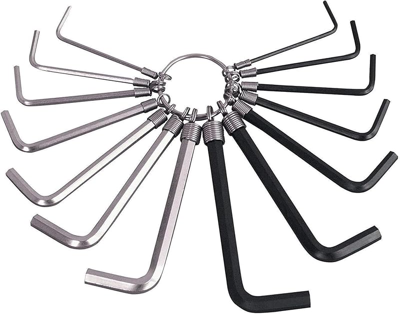 G4Gadget 14Pcs Hex Key Set Metric Imperial on Ring Durable Steel Wrench
