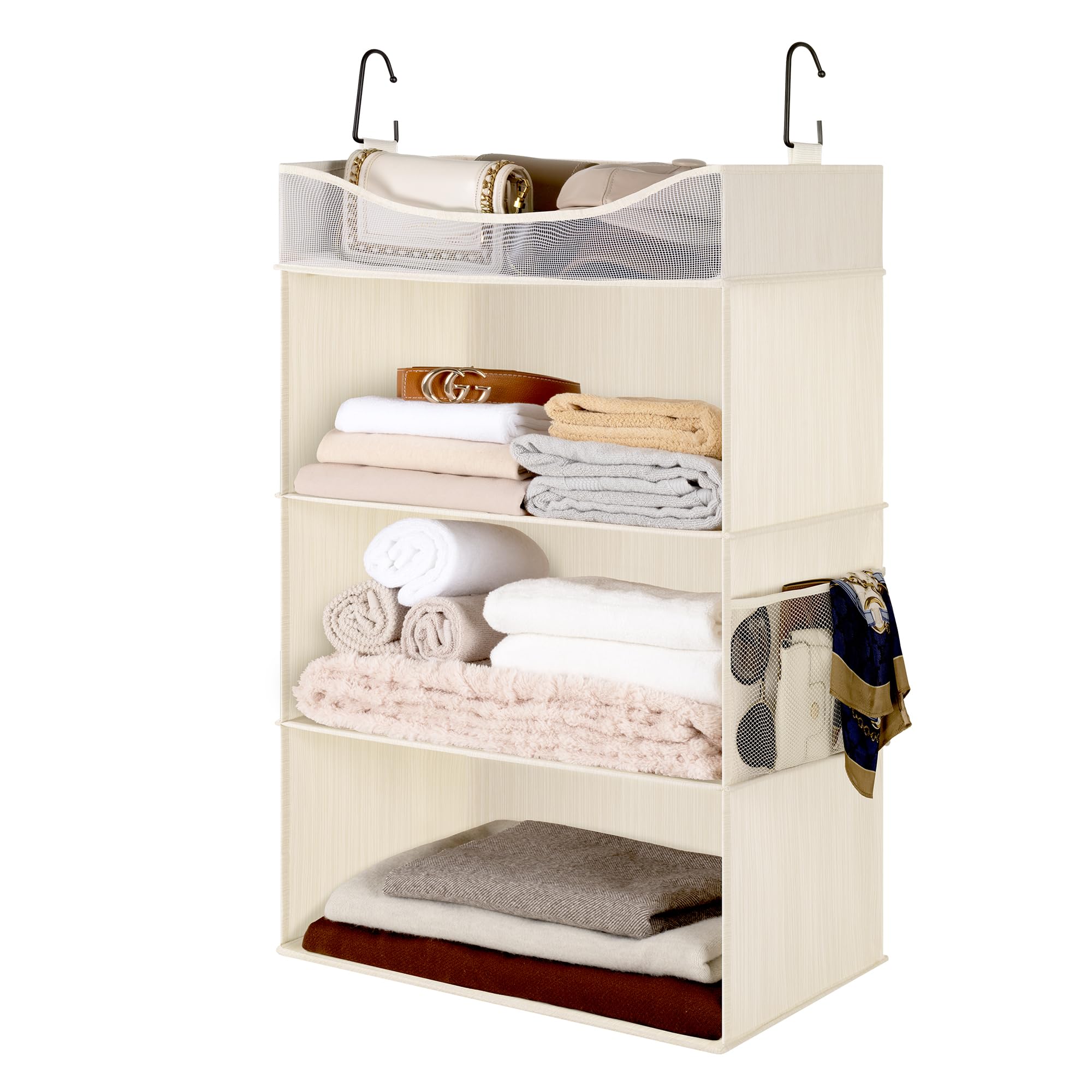 Photo 1 of (MISSING ONE HOOK) StorageWorks Hanging Closet Organizer, 3-Shelf Hanging Closet Shelves with Top Shelf, 19 ¾"W x 12" D x 31" H, Extra-Large Space, Ivory White