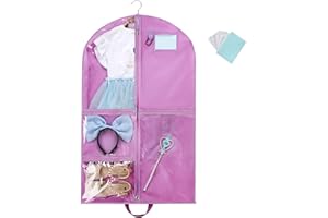 Elarisia Garment Bag for Hanging Clothes, 40"Waterproof Dance Costume Garment Bag, Gusseted Kids Garment Bag with Zippered Pockets for Dance Costume Competition, Travel, Beauty Pageants, Purple