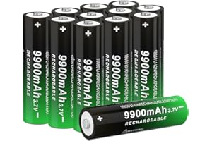 CWUU 18650 3.7V Rechargeable Battery, 9900mAh Battery for Flashlights, Headlamps & More, Button Top, 12 Pack, 240719