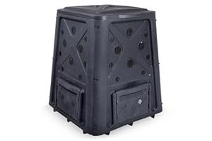 REDMON SINCE 1883 Redmon Outdoor Compost Bin with Lift Off Lid, 4-Door Access & Vent Holes, 65 Gallon, Black - Composting Bin Container for Kitchen Food Waste Recycling