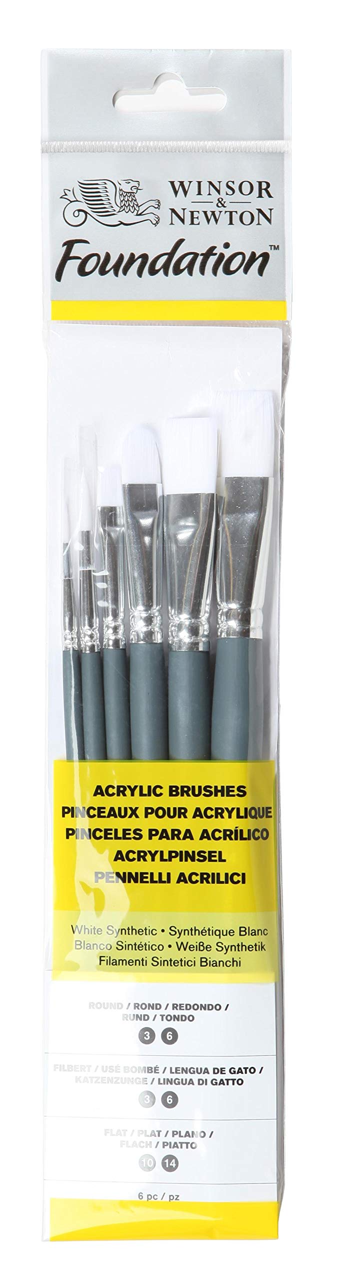Winsor & Newton Foundation Acrylic Brush with Short Handle (Pack of 6)