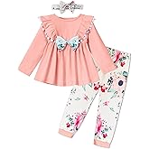 mksodopy Toddler Girl Clothes Girl Fall Winter outfits Cotton Long Sleeves Ruffle Top Pants Little Girl Clothing Set
