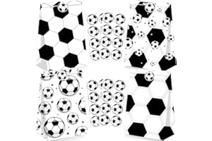 BQK 24 Goodie Bags for Soccer Party Supplies - Snack & Treat Bags for Birthday Parties