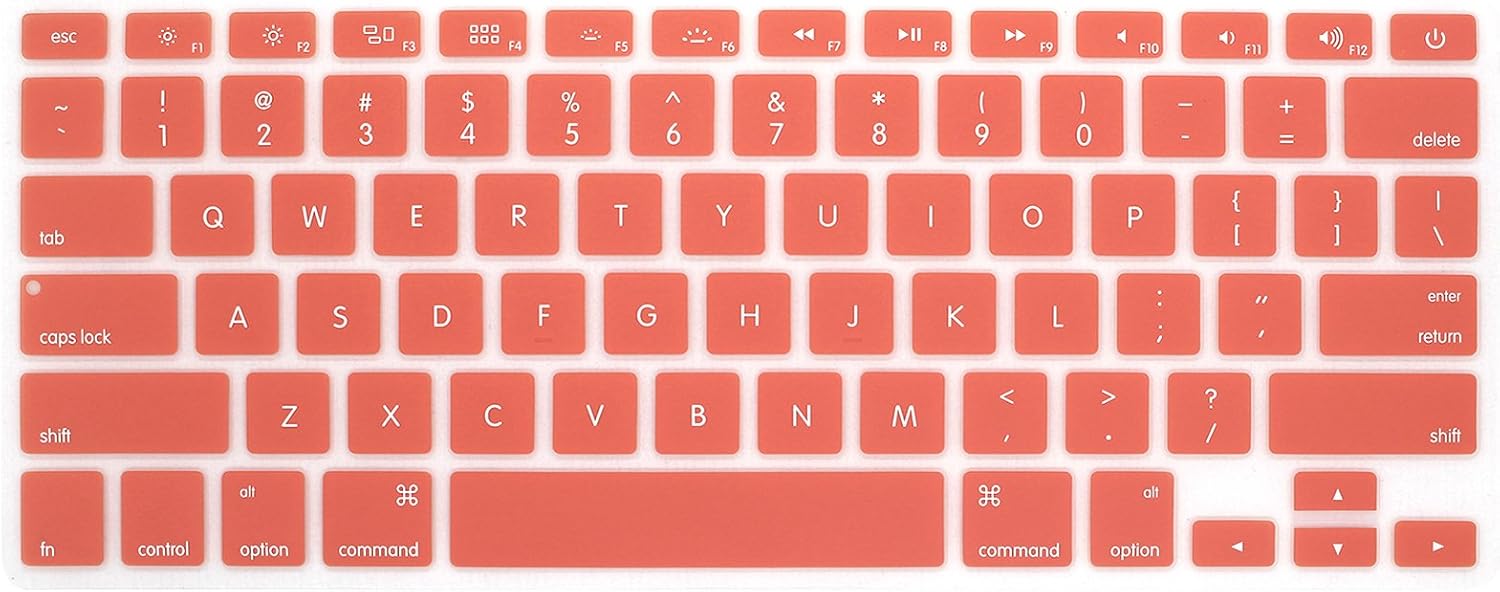 HRH Silicone Keyboard Cover Skin for MacBook Air 13,for MacBook Pro 13/15/17 (with or w/Out Retina Display, 2015 or Older Version)&for iMac Older USA Layout,Grapefruit Red