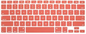 HRH Silicone Keyboard Cover Skin for MacBook Air 13,for MacBook Pro 13/15/17 (with or w/Out Retina Display, 2015 or Older Version)&for iMac Older USA Layout,Grapefruit Red