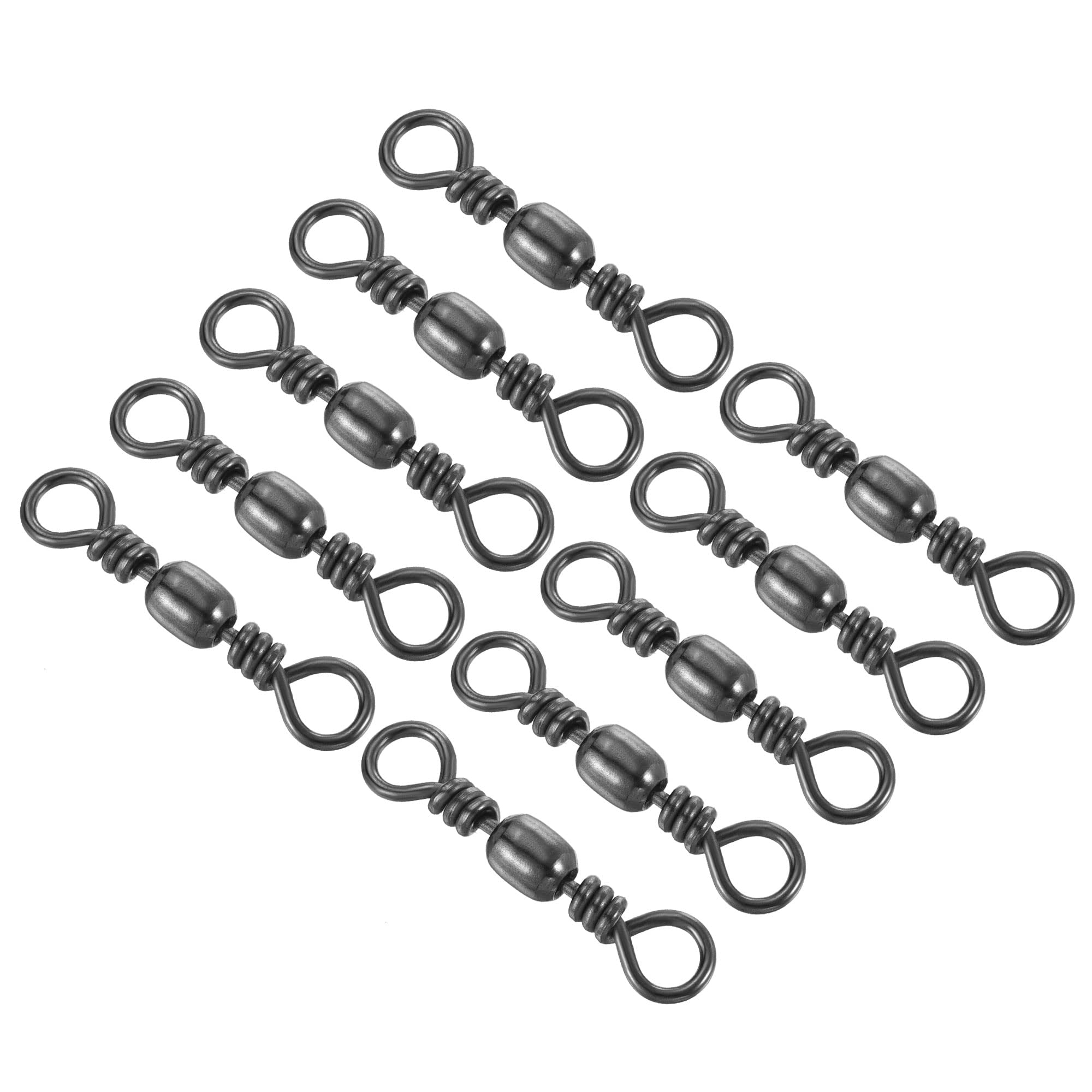 PATIKIL Fishing Barrel Swivels, 50Pcs 134LBS Stainless Steel Solid Ring Terminal Tackle for Saltwater Freshwater Fishing, Black