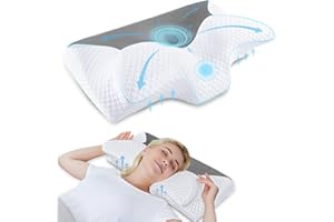 HOMCA Neck Pillow Memory Foam Pillow, Contour Pillow for Side, Back, and Stomach Sleepers, Ergonomic Pillow for Bed Sleeping 